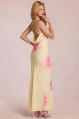 Chiffon Maxi Dress in Yellow Floral Print