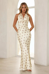 She's VIP Satin Scarf Maxi Dress Yellow