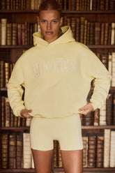 Embroidered Oversized Hoodie in Soft Yellow