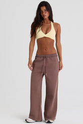 Brushed Jersey Wide-Leg Joggers in Cocoa