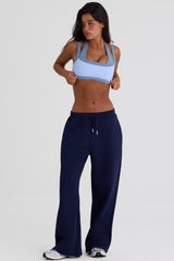 Brushed Jersey Wide-Leg Joggers in Midnight