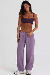 Brushed Jersey Mid-Rise Relaxed Joggers in Dusk