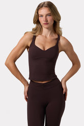 Soft Active Sweetheart-Neck Tank Top in Espresso