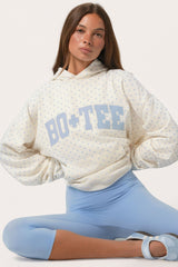 Oversized Applique Hoodie in Milk Polka Dot