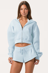 Oversized Zip-Up Hoodie in Powder Blue