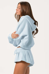 Oversized Zip-Up Hoodie in Powder Blue