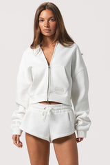 Oversized Zip-Up Hoodie in Milk