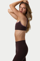 Soft Active Seam-Detail Sports Bra in Espresso
