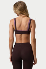 Soft Active Seam-Detail Sports Bra in Espresso