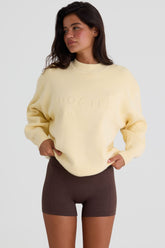 Ribbed Knit Oversized Jumper in Lemon