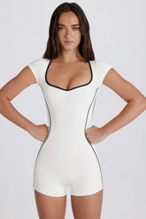 Soft Active Open-Back Unitard in Milk