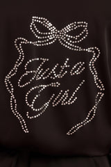 Embellished Loose-Fit Wrap-Over Robe in Black