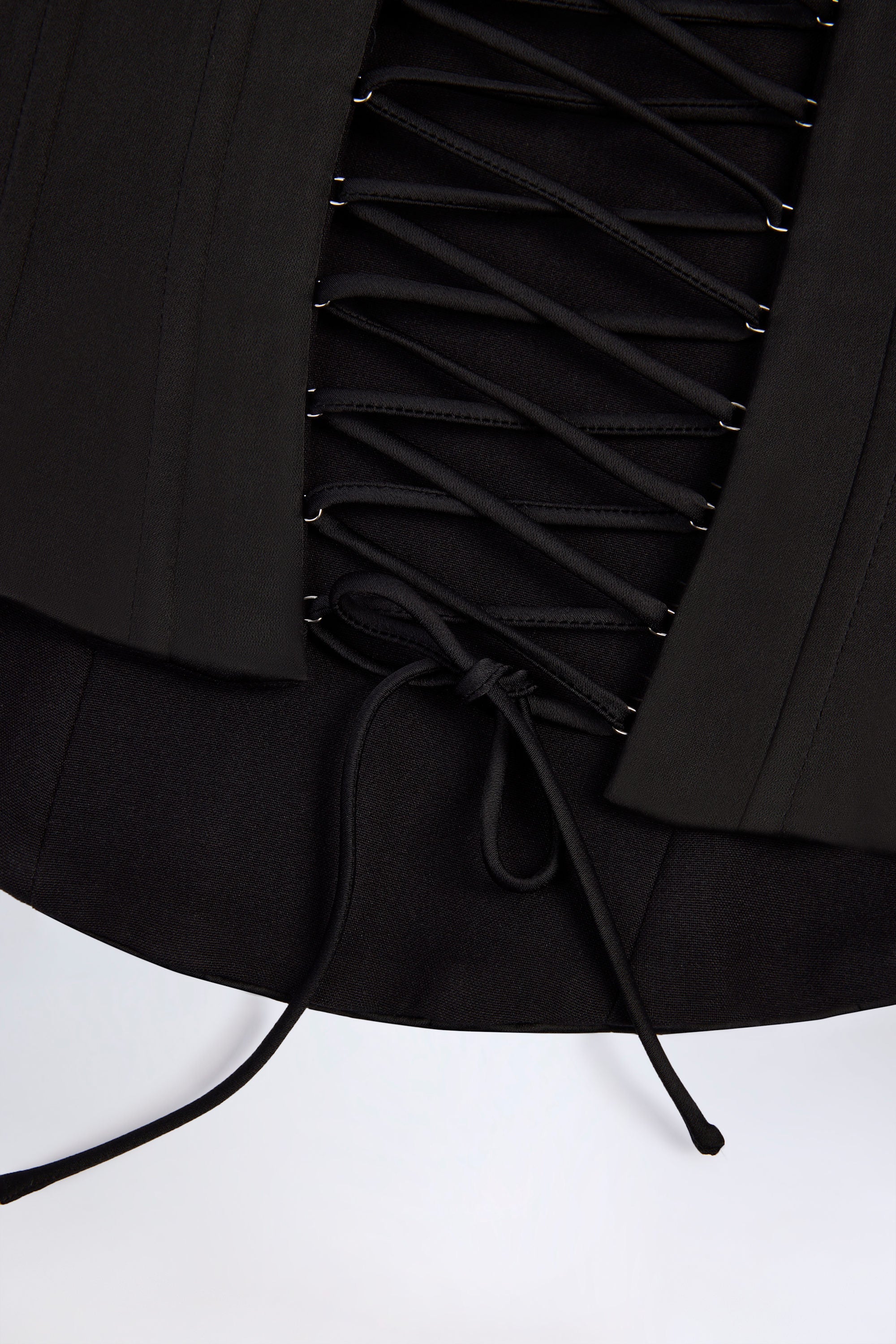 Satin Lace-Up Bustier Corset Top in Black
