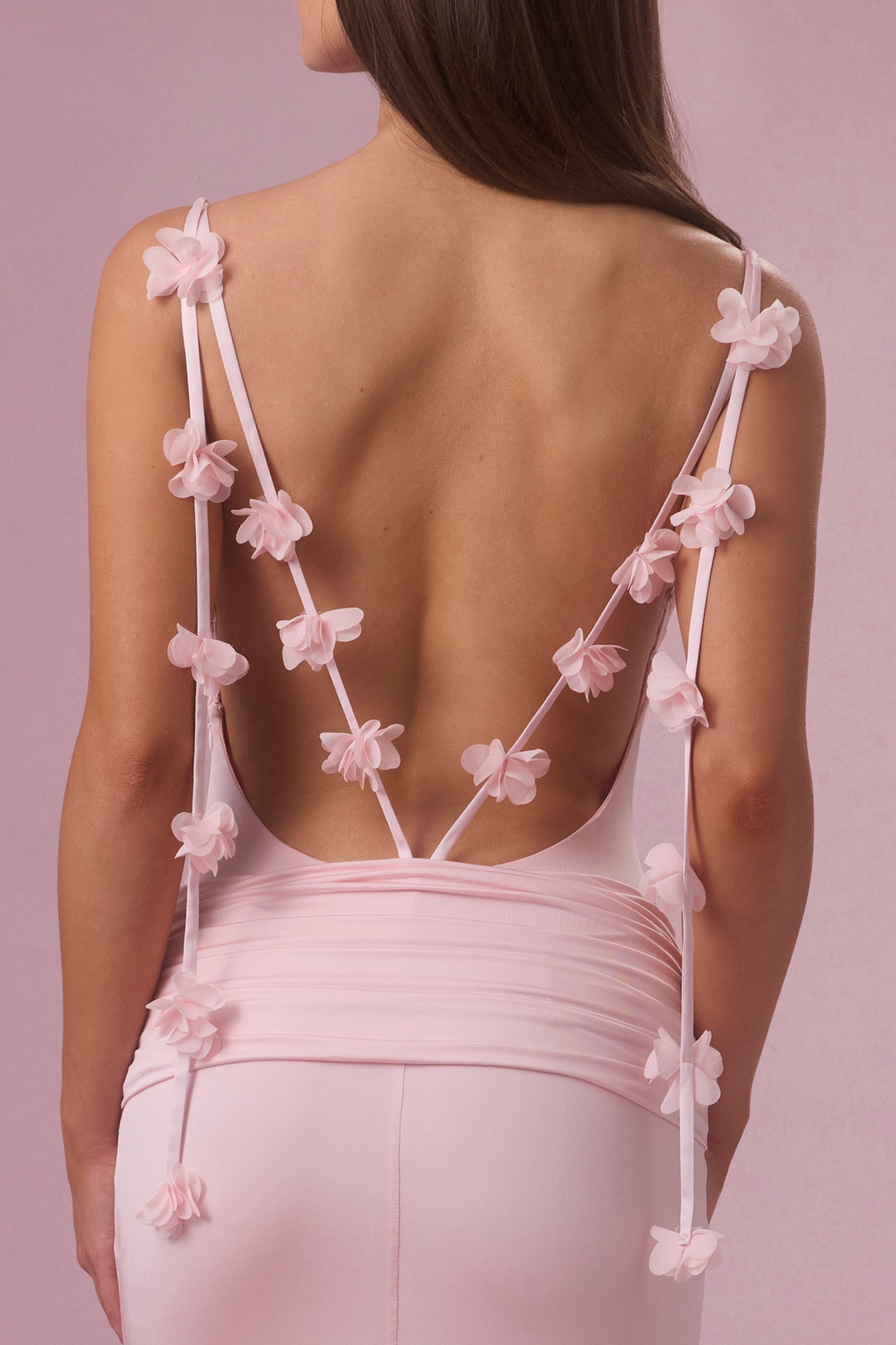 Jersey Draped Gown in Baby Pink