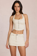 Denim Low-Rise Skort in Ivory