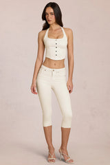 Mid-Rise Capri Jeans in Ivory