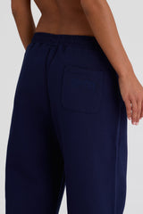 Brushed Jersey Wide-Leg Joggers in Classic Navy