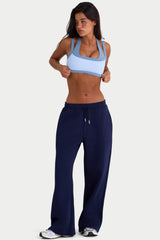Brushed Jersey Wide-Leg Joggers in Classic Navy