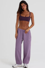 Brushed Jersey Mid-Rise Relaxed Joggers in Dusk