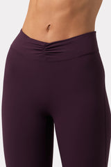 Soft Active Ruched Flared Trousers in Plum
