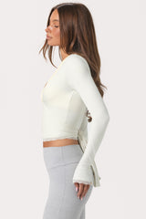 Soft Jersey Wrap Top in Milk