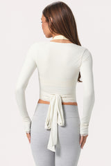 Soft Jersey Wrap Top in Milk