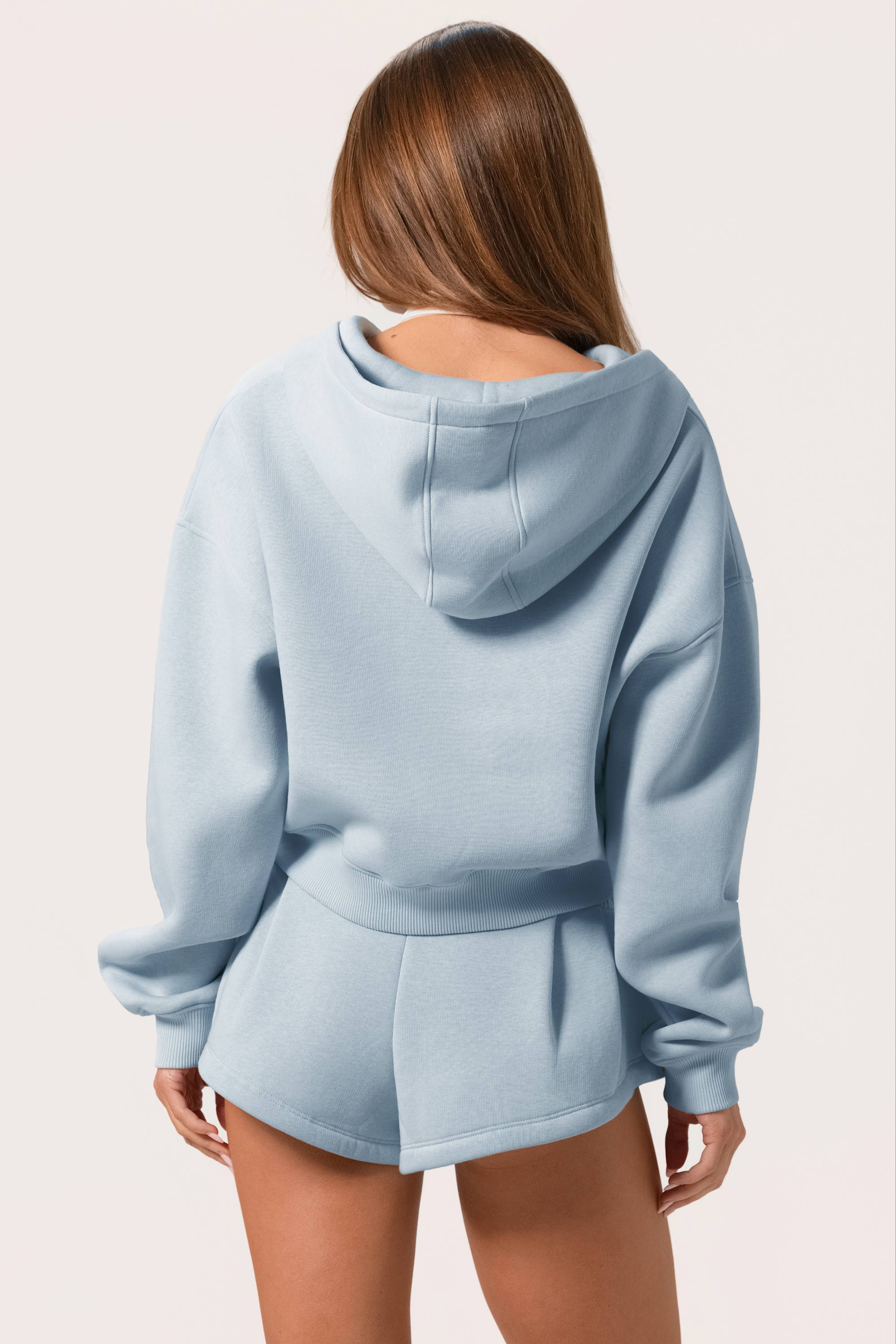 Oversized Zip-Up Hoodie  in Powder Blue