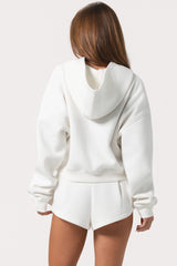 Oversized Zip-Up Hoodie  in Milk