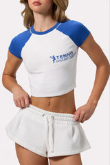 Graphic-Print Cropped T-Shirt in White