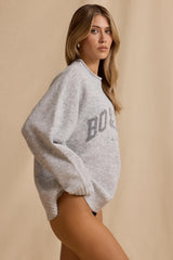 Ribbed Knit Oversized Jumper in Ice Marl