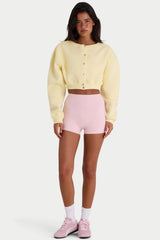 Ribbed-Knit Cropped Shrug in Lemon
