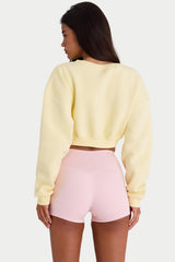 Ribbed-Knit Cropped Shrug in Lemon
