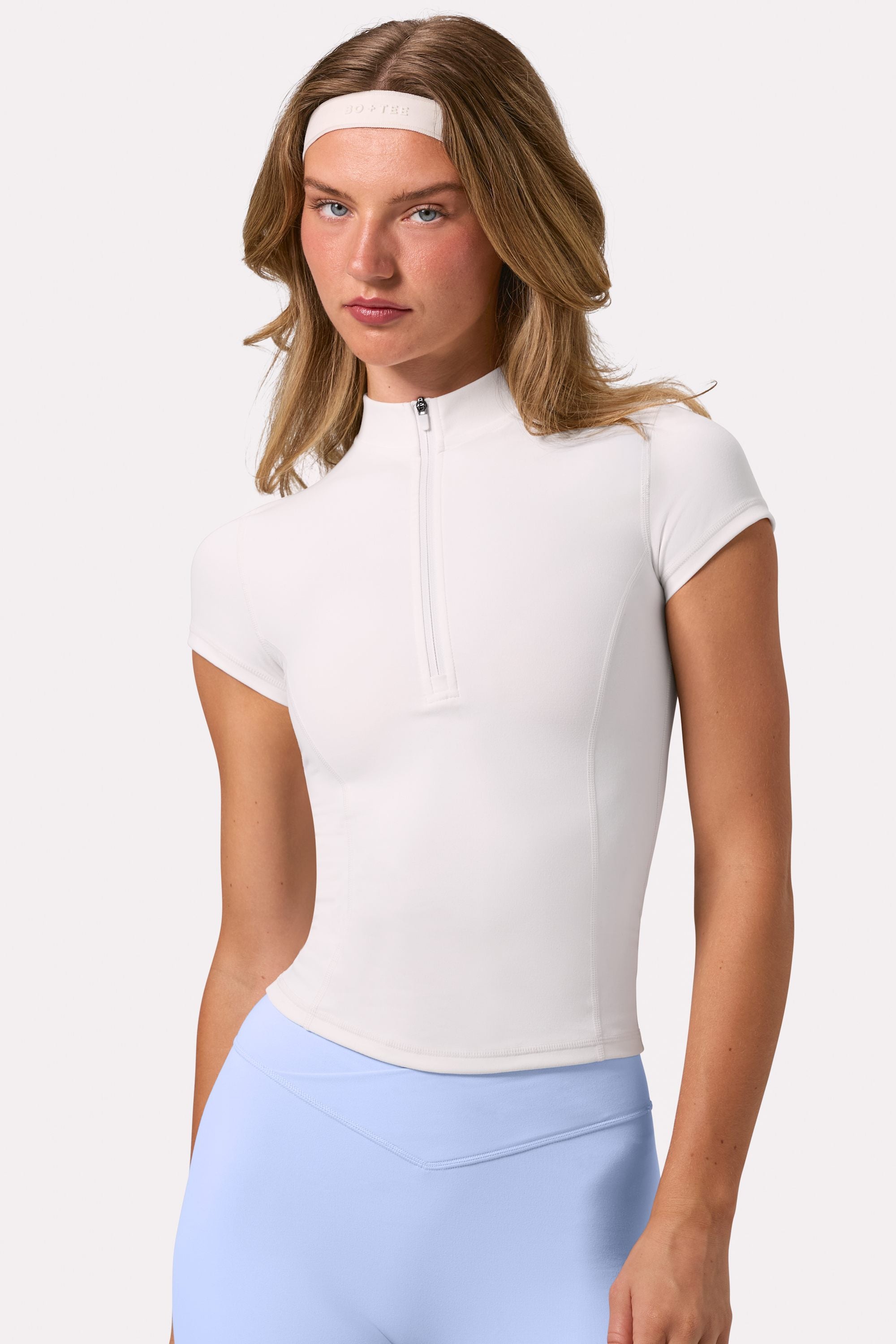 Soft Active Quarter-Zip Top in Milk