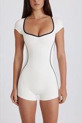 Soft Active Open-Back Unitard in Milk