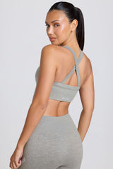 Super Sculpt Seamless Crossback Sports Bra in Grey Marl