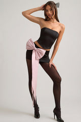 Cut-Out Bow-Detail Corset Top in Black
